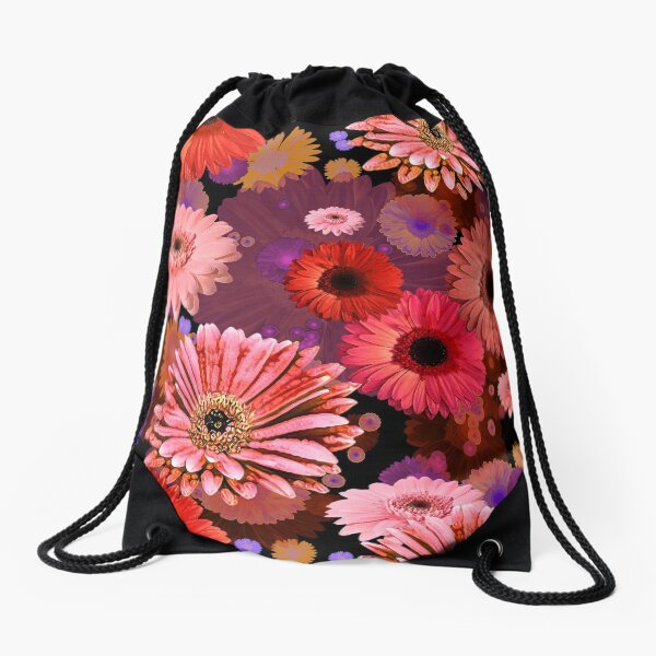 Orange Daisy Drawstring Bag