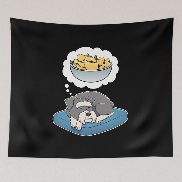 Item preview, Miniature Schnauzer dreaming about Potato Chips designed and sold by DoggieDelights.