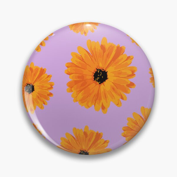 Item preview, orange flower pattern on purple background designed and sold by Polunytsya.