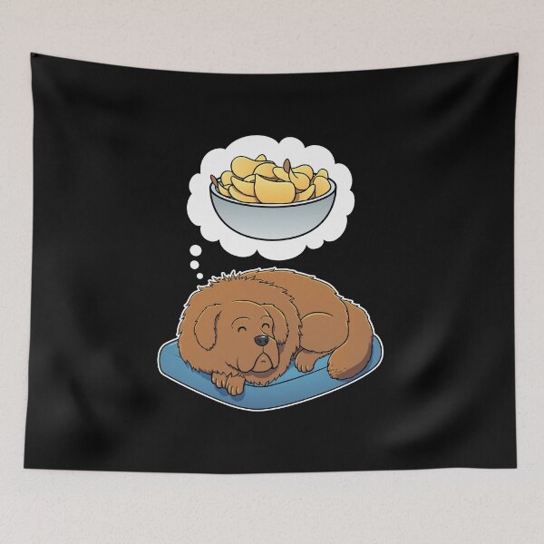 Item preview, Tibetan Mastiff dreaming about Potato Chips designed and sold by DoggieDelights.