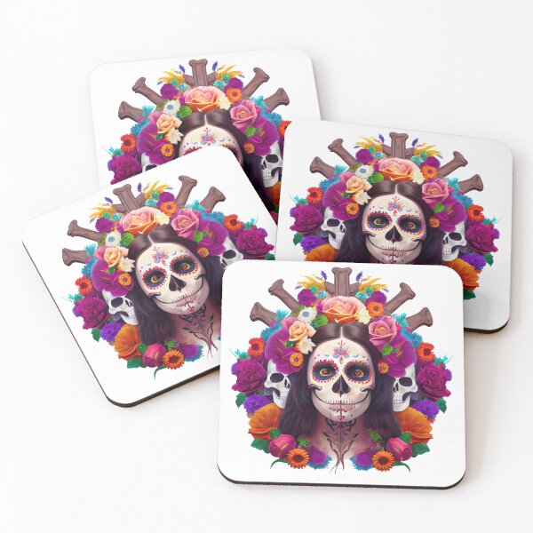 Item preview, Day of the Dead Calacas Floral designed and sold by PosterManiaRo.