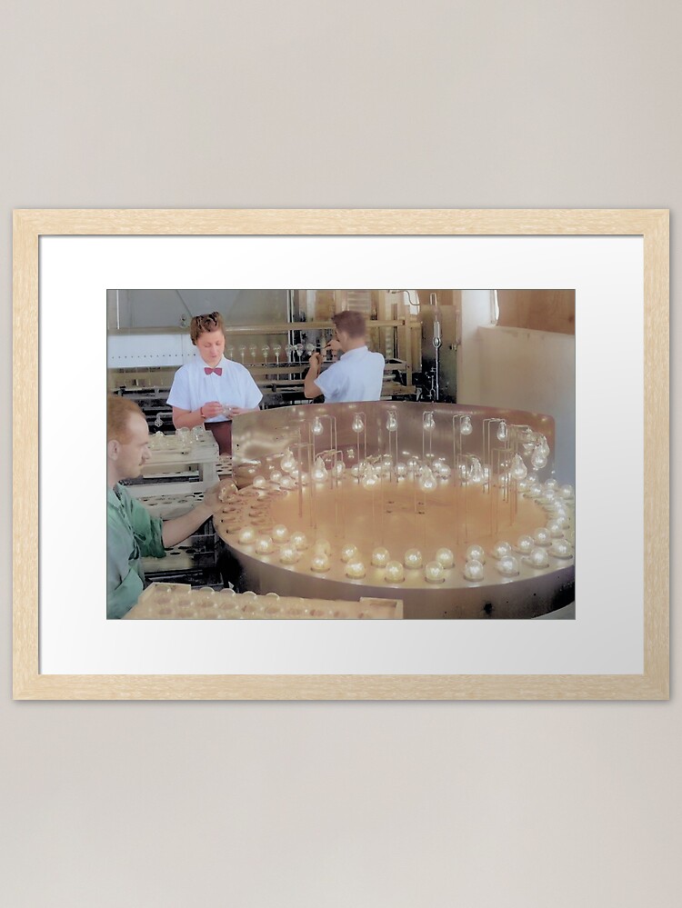 Thumbnail 2 of 7, Framed Art Print, Israel, Tel Aviv. Light Bulb Factory. 1939. designed and sold by UltraQuirky.