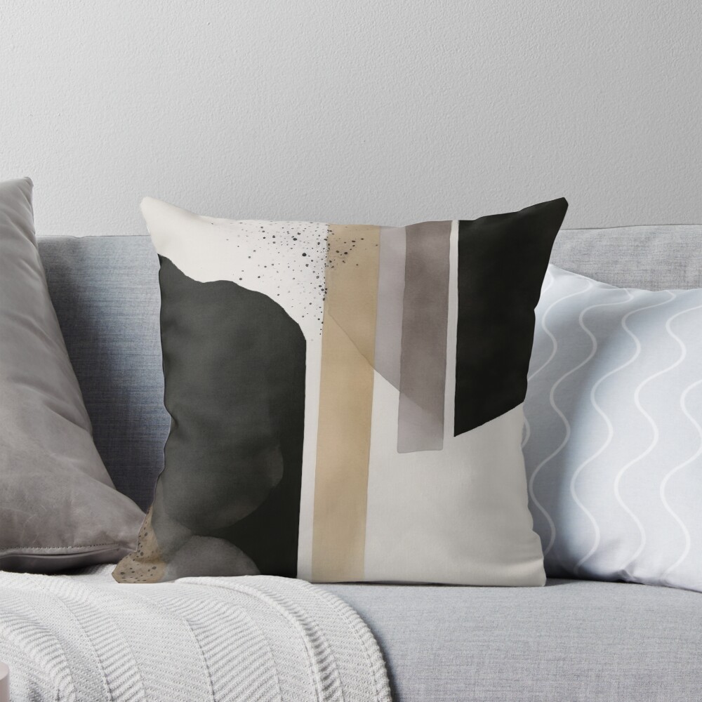 Contemporary Black and Beige Abstract Shower Curtain