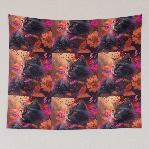 Item preview, Willow The Tabby Cat and The Flower Collection 8 designed and sold by idreamaboutcats.