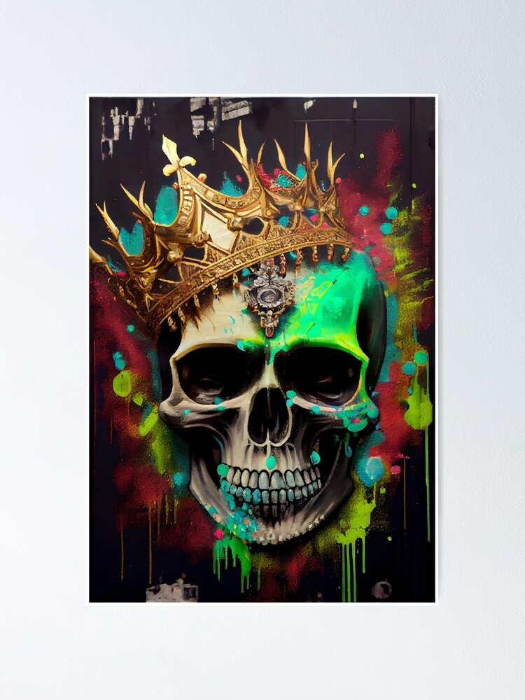Graffiti Style - Skull & Golden Crown Street Art