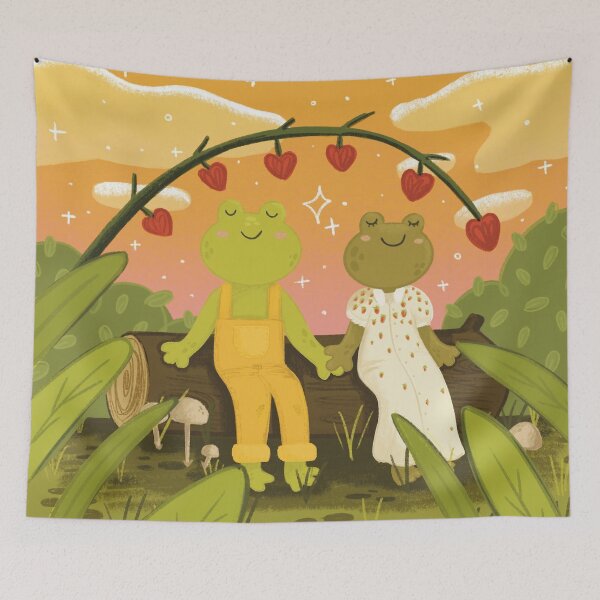 Item preview, Cottagecore Frogs in Love, Valentine's Day Gift, Lover Frogs designed and sold by SleepyLilSloth.