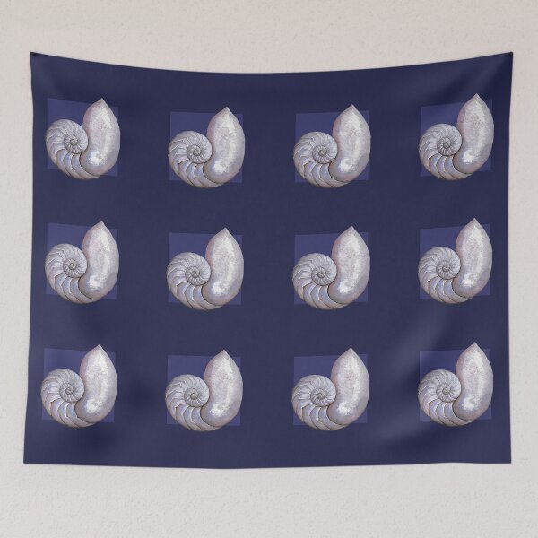 Item preview, Nautilus sea shell in navy designed and sold by LisaLeQuelenec.