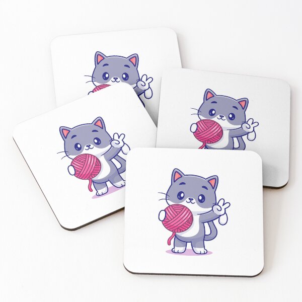 Item preview, funny and cute cat with a ball of wool designed and sold by wassim sadiki.