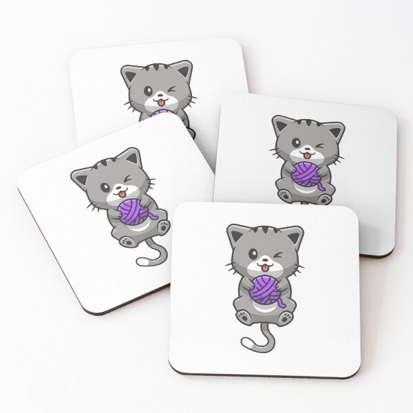 Item preview, funny and cute cat with a ball of wool designed and sold by wassim sadiki.