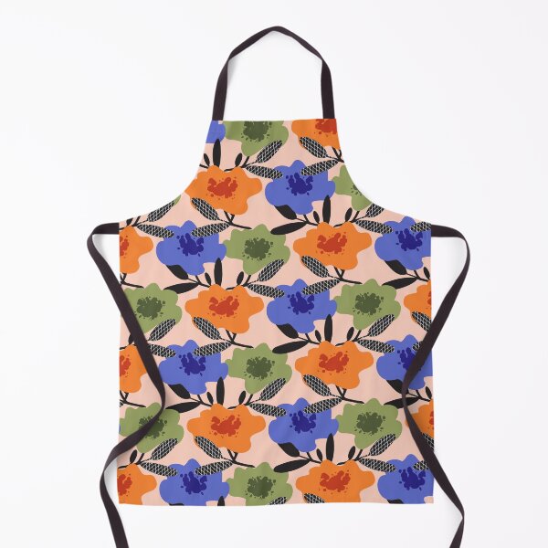 Item preview, Bold color Poppies with black leaves on pale pink background designed and sold by MinkkiDraws.