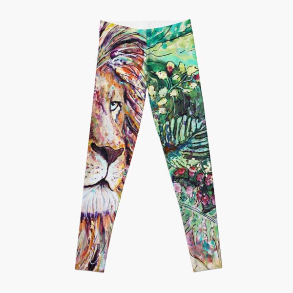 Africa Lion Artwork Acrylic Abstract Art Leggings