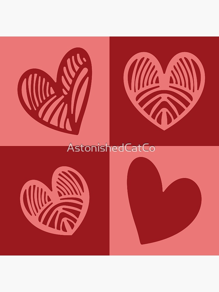 Thumbnail 3 of 3, Sticker, 4 Hearts - Astonished Cat Company - Great Valentine's Day Gift designed and sold by AstonishedCatCo.