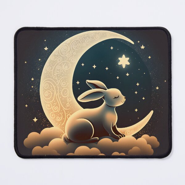 Item preview, A rabbit sitting on a crescent moon designed and sold by Warehouse46.
