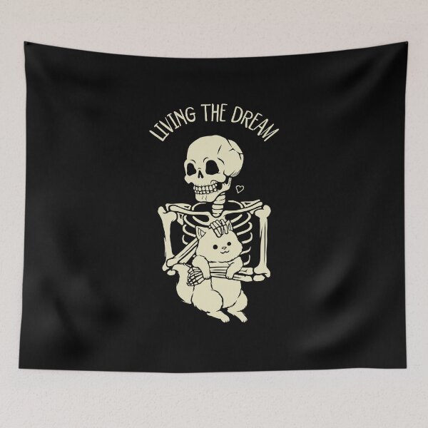 Item preview, Living The Dream Skeleton Cat by Tobe Fonseca designed and sold by Tobe Fonseca®.