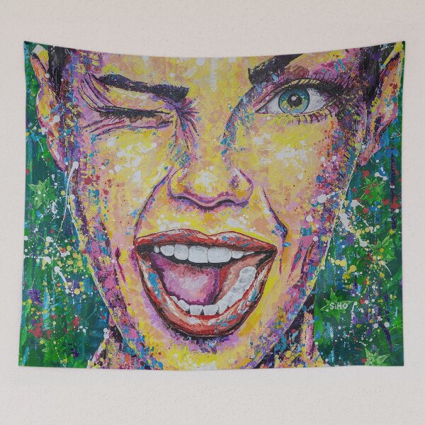 Item preview, Portrait Abstract Art Acrylic Painting Wink designed and sold by Silke Host.