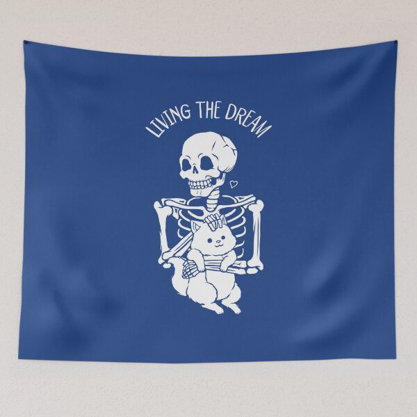 Item preview, Living The Dream Skeleton Cat Blue by Tobe Fonseca designed and sold by Tobe Fonseca®.