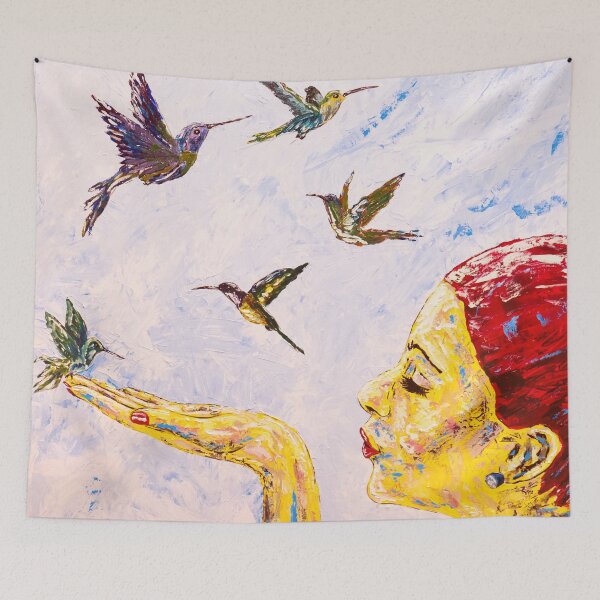 Item preview, Hummingbird Portrait Fantasy Painting Abstract Art designed and sold by Silke Host.