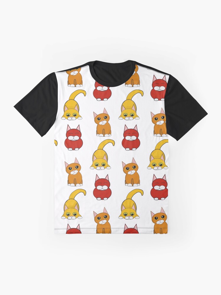 Thumbnail 4 of 5, Graphic T-Shirt, The Cats of Fall - Vertical Pattern - Astonished Cat Company designed and sold by AstonishedCatCo.