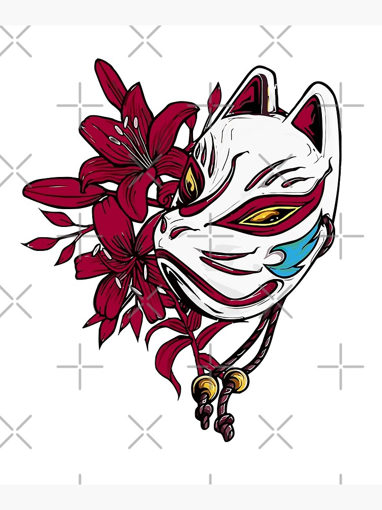 Disover Japanese Fox Mask Kitsune Premium Matte Vertical Poster