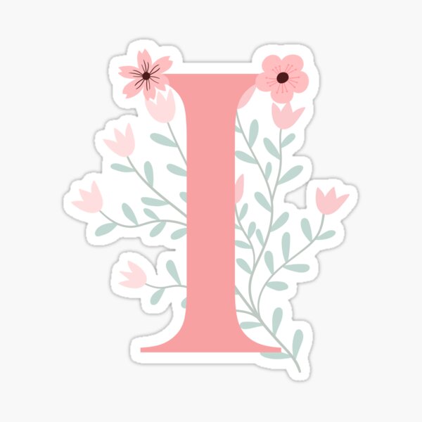 Floral Monogram Letter I Sticker