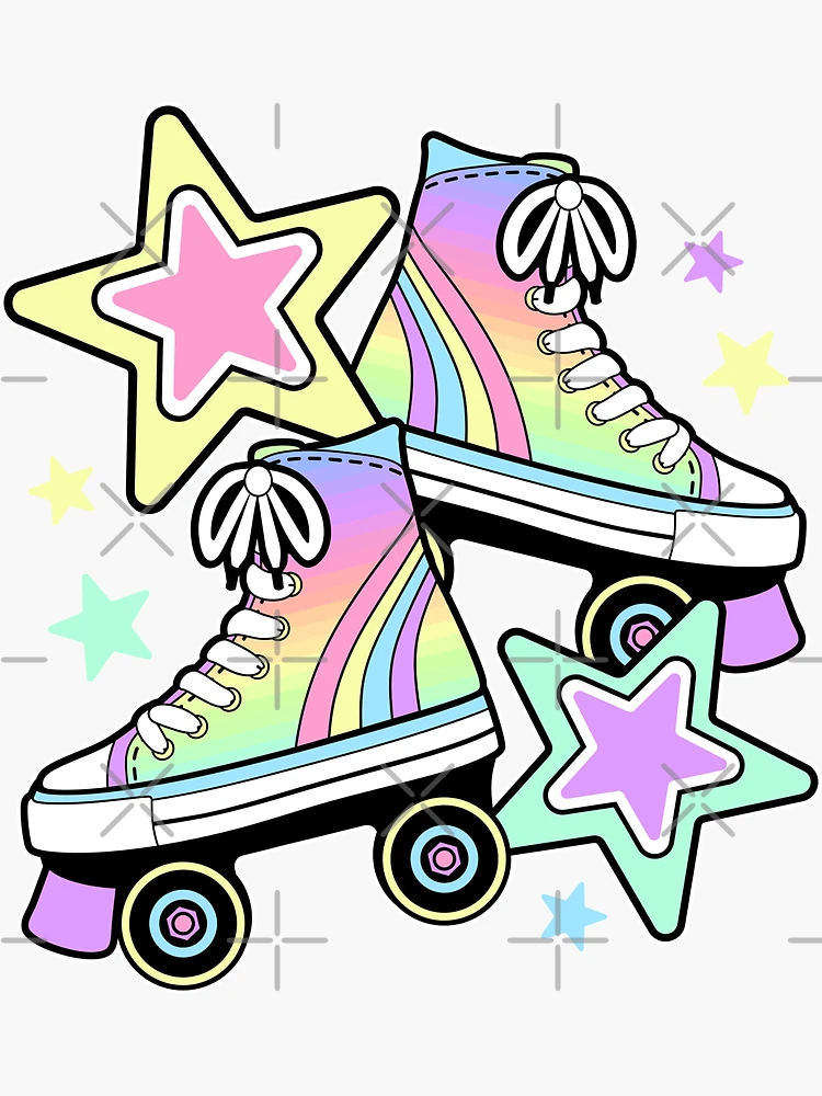 Roller Skate Sticker Colorful Quad Skates Car Decal Laptop Decal  Rollerskate Sticker Waterproof Rainbow Hippie Boho Original Art 