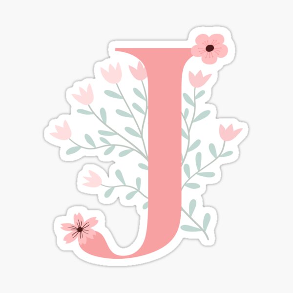 Floral Monogram Letter J Sticker