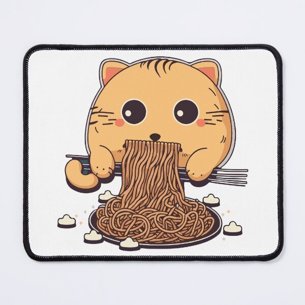 Item preview, Cat Eating Spaghetti Cute Kawaii designed and sold by ArtBoulevard.