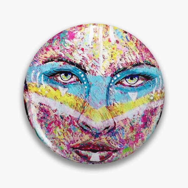Item preview, Native Woman Feather Jewellery Abstract Portrait Painting designed and sold by Silke Host.