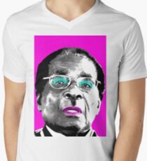 Marilyn Mugabe - Rosa T-Shirt mit V-Ausschnitt für Männer