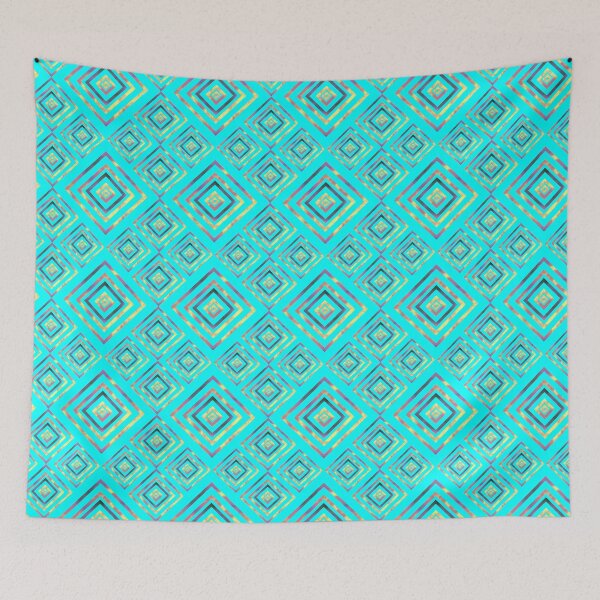Item preview, Fire Box Diagonal Stacks Dimensional on Hot Cyan Repeat 5748 designed and sold by Art in My Loft.