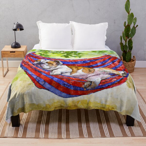 Item preview, Bulldog Puppy Sunbathing in a Hammoc on a Hot Summer Day designed and sold by PapitosPlace.