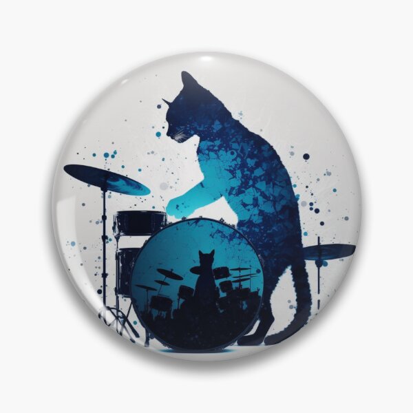 Item preview, Cat playing dum kit cool rock band feline drumming design  designed and sold by AnimalArtPhotos.