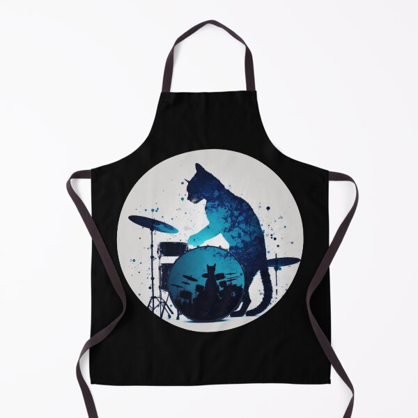 Item preview, Cat playing dum kit cool rock band feline drumming design designed and sold by AnimalArtPhotos.