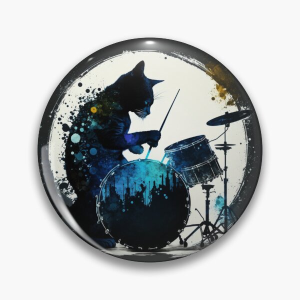 Item preview, Cat playing drums cool rock band feline drumming design  designed and sold by AnimalArtPhotos.