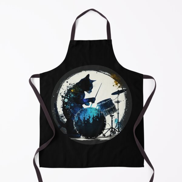 Item preview, Cat playing drums cool rock band feline drumming design designed and sold by AnimalArtPhotos.