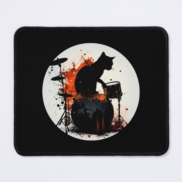 Item preview, Cat rock drums cool rocking band feline drumming design  designed and sold by AnimalArtPhotos.