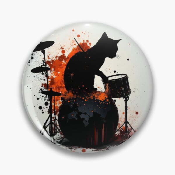 Item preview, Cat rock drums cool rocking band feline drumming design  designed and sold by AnimalArtPhotos.