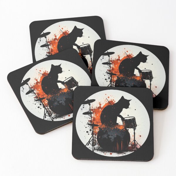 Item preview, Cat rock drums cool rocking band feline drumming design  designed and sold by AnimalArtPhotos.