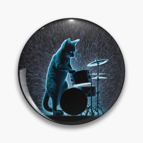 Item preview, Neon cat playing drums band feline drumming design  designed and sold by AnimalArtPhotos.