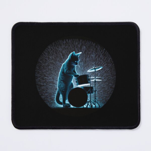 Item preview, Neon cat playing drums band feline drumming design  designed and sold by AnimalArtPhotos.