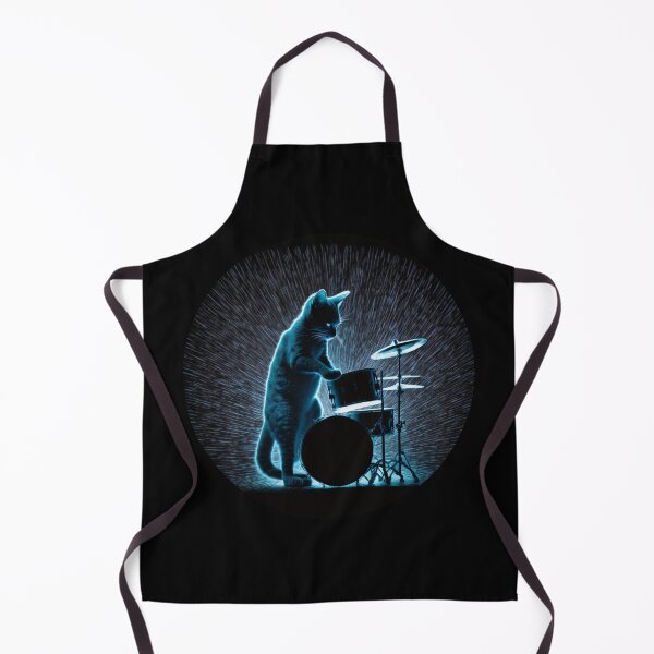 Item preview, Neon cat playing drums band feline drumming design designed and sold by AnimalArtPhotos.