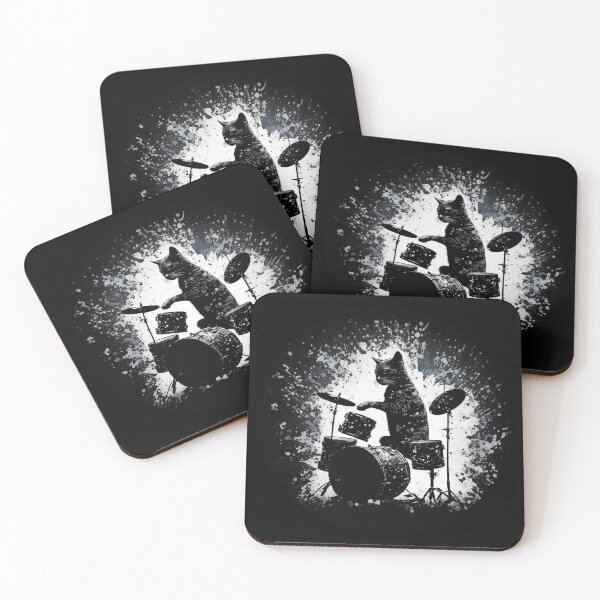 Item preview, Cute cat playing drums band feline drumming design  designed and sold by AnimalArtPhotos.