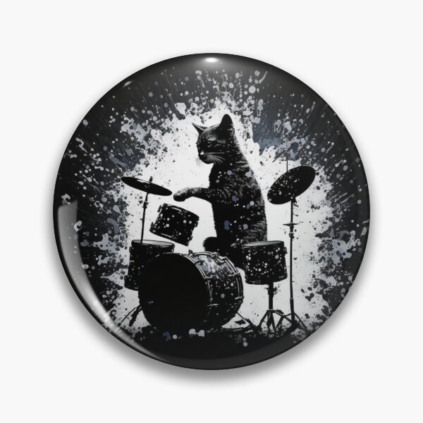 Item preview, Cute cat playing drums band feline drumming design  designed and sold by AnimalArtPhotos.
