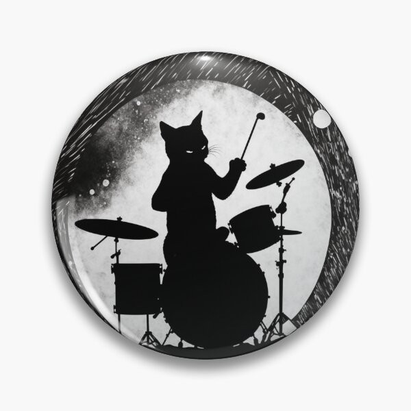 Item preview, Cool cat playing drums band feline drumming design  designed and sold by AnimalArtPhotos.