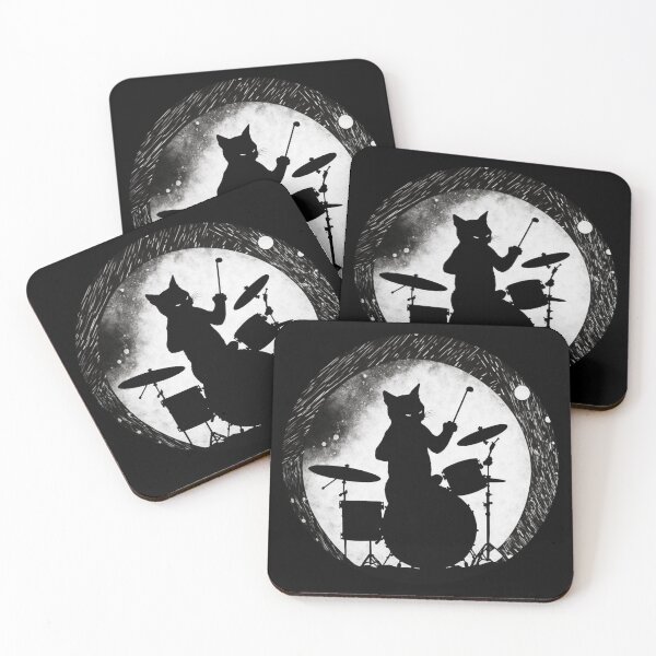 Item preview, Cool cat playing drums band feline drumming design  designed and sold by AnimalArtPhotos.