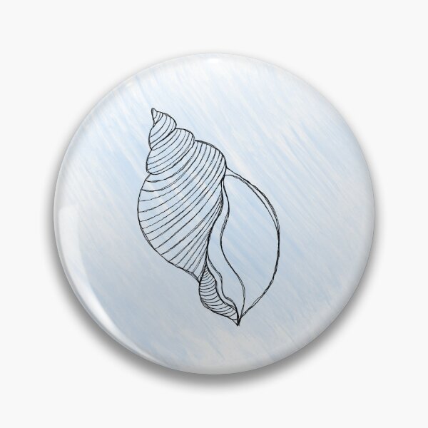 Item preview, Line art illustration of a seashell on blue watercolor background. Shell tattoo idea. Hand drawn nautical engraving of nautical prints isolated on white background designed and sold by Sunshine2504.