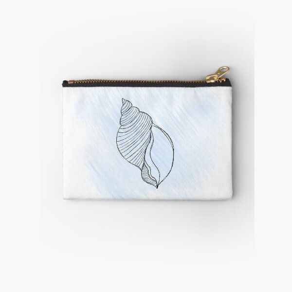 Item preview, Line art illustration of a seashell on blue watercolor background. Shell tattoo idea. Hand drawn nautical engraving of nautical prints isolated on white background designed and sold by Sunshine2504.