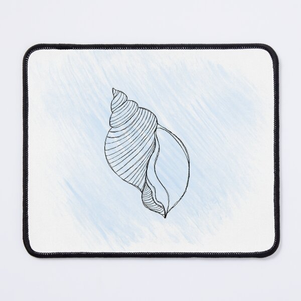 Item preview, Line art illustration of a seashell on blue watercolor background. Shell tattoo idea. Hand drawn nautical engraving of nautical prints isolated on white background designed and sold by Sunshine2504.