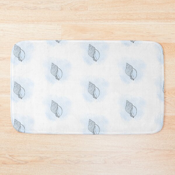 Item preview, Line art illustration of a seashell on blue watercolor background. Shell tattoo idea. Hand drawn nautical engraving of nautical prints isolated on white background designed and sold by Sunshine2504.