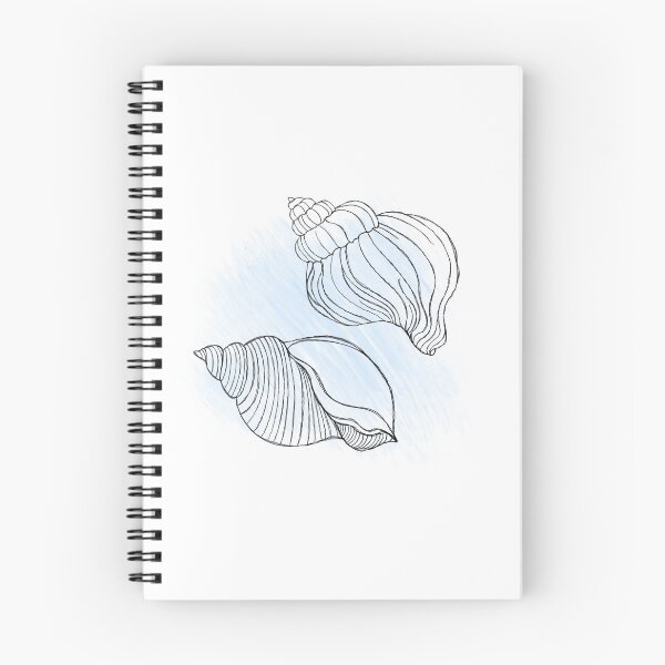 Item preview, Line art illustration of a seashell on blue watercolor background. Shell tattoo idea. Hand drawn nautical engraving of nautical prints isolated on white background designed and sold by Sunshine2504.